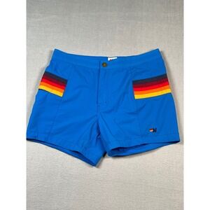 Aviator Nation Mens Swim Trunks Shorts‎ Blue Rainbow Stripe Logo Size 32